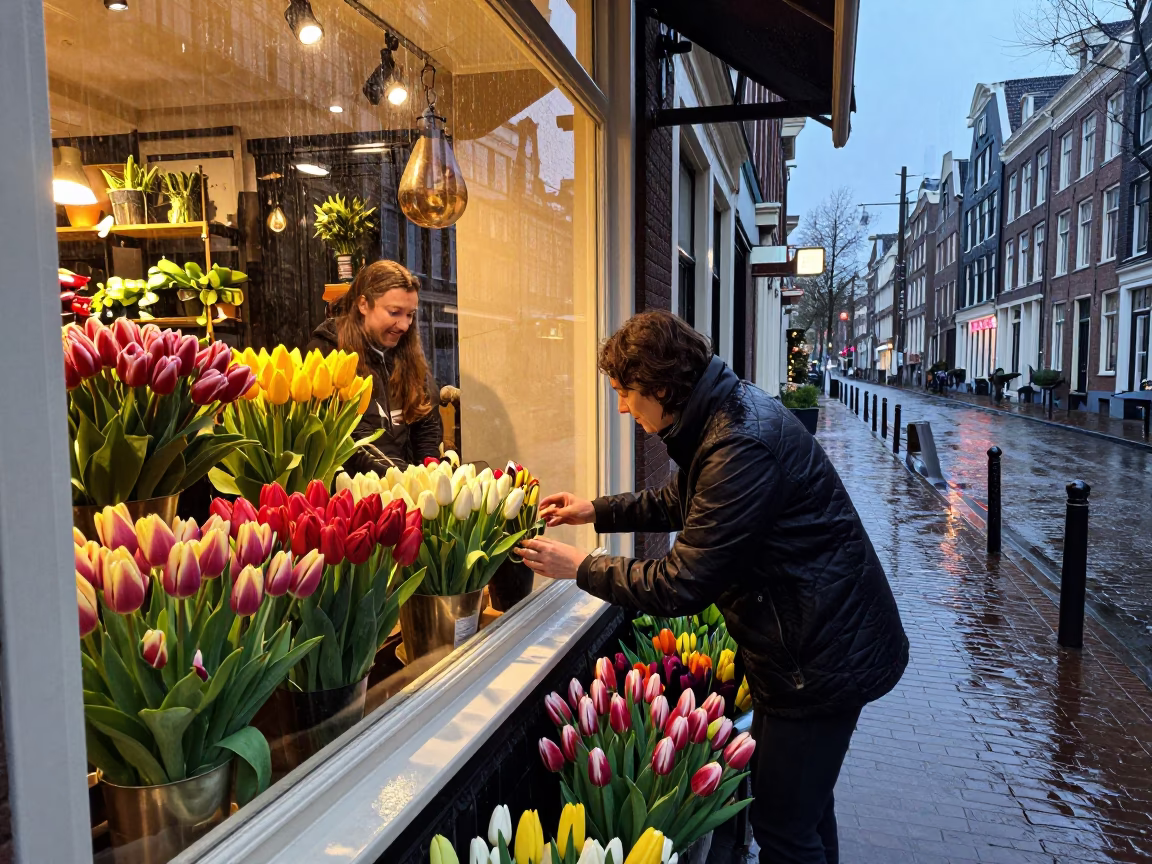 Arranging Tulips in Amsterdam in in Amsterdam, Netherlands