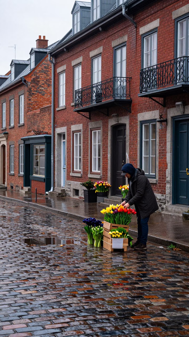 Arranging Tulips in Quebec City in in Quebec City, Quebec, Canada