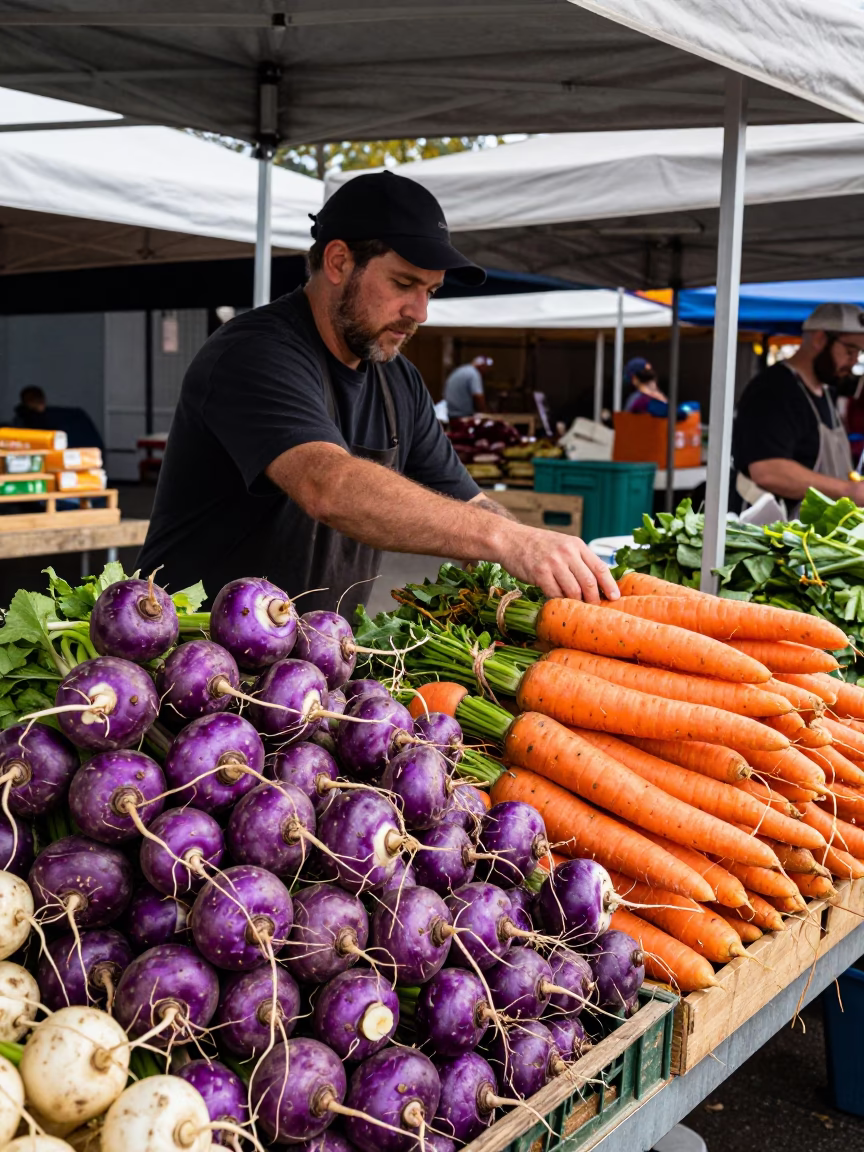 Arranging Turnips in Adelaide in in Adelaide, South Australia, Australia