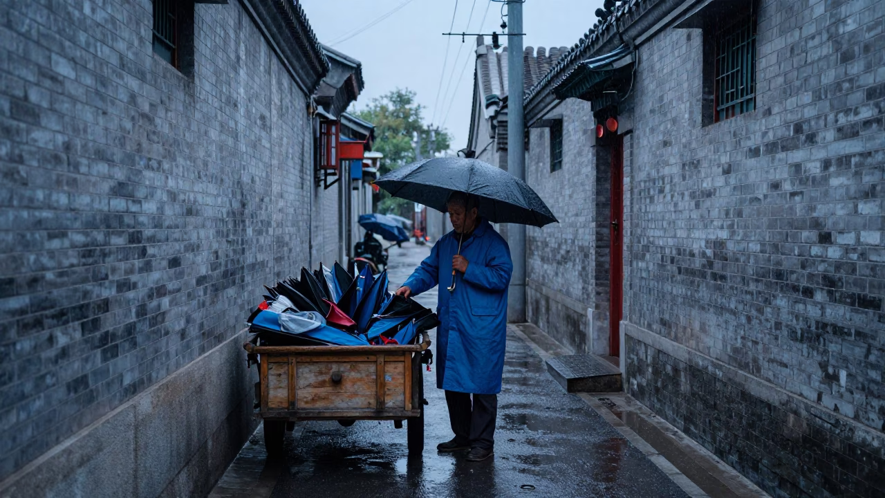 Arranging Umbrellas in Beijing in in Beijing, China