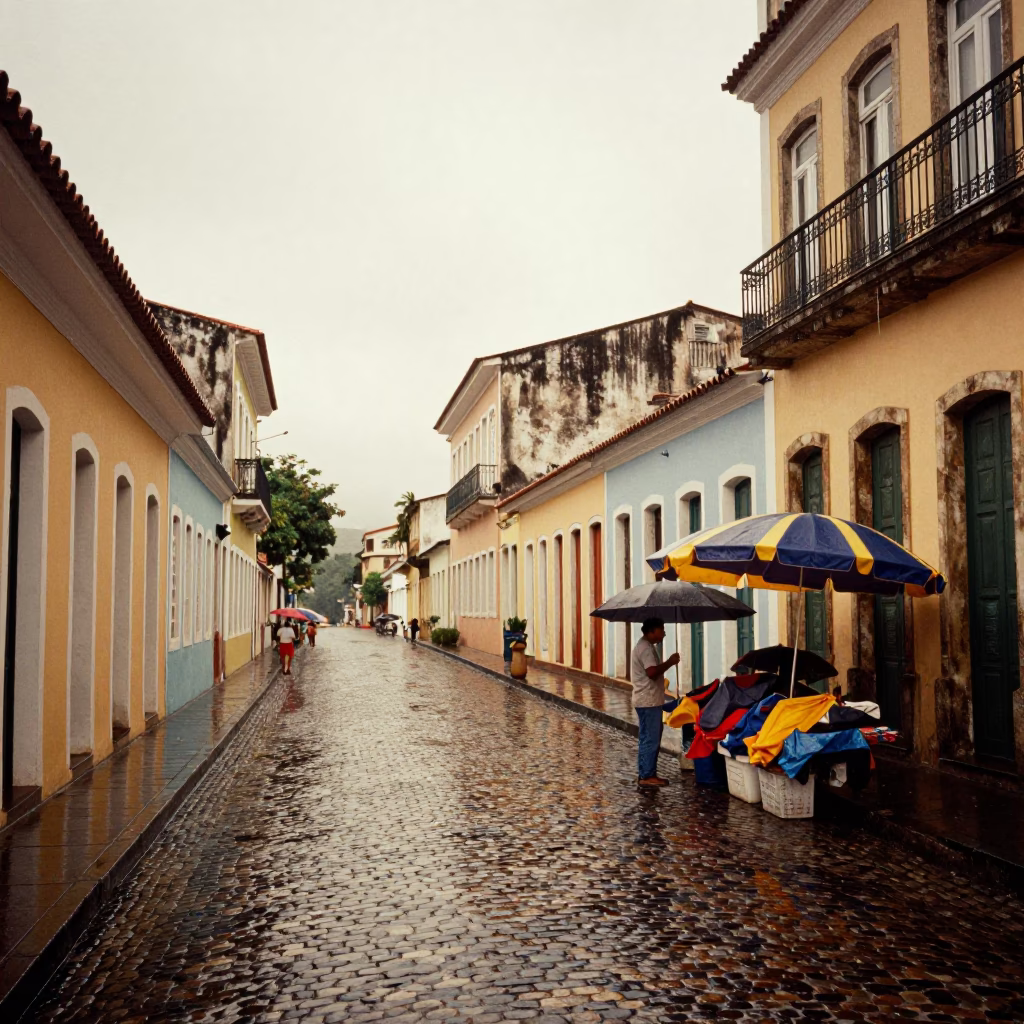 Arranging Umbrellas in Salvador in in Salvador, Brazil