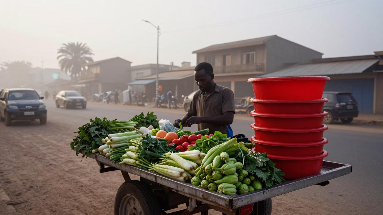 Arranging Vegetables in Dakar in in Dakar, Senegal