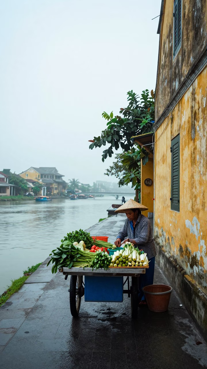 Arranging Vegetables in Hoi An in in Hoi An, Vietnam