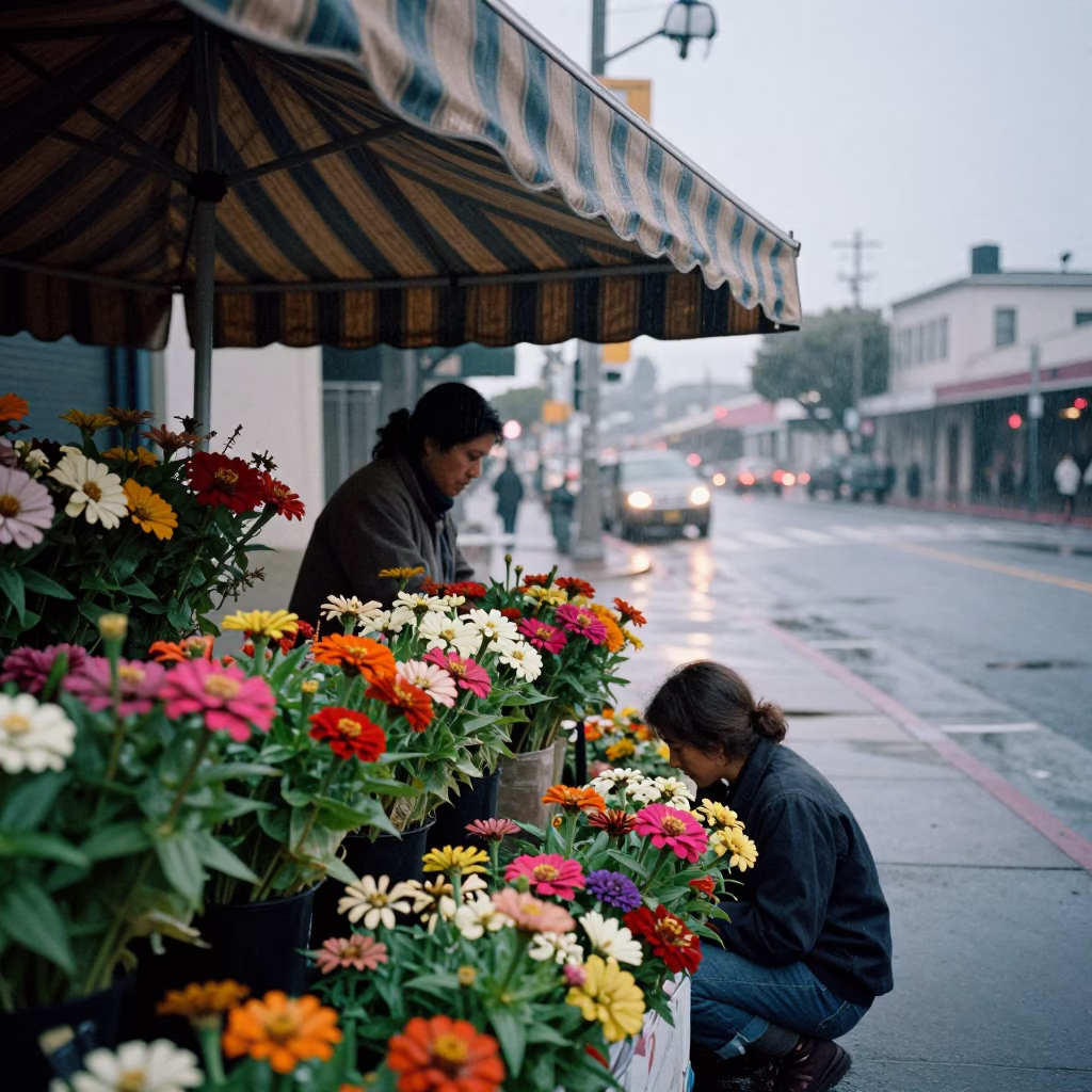 Arranging Zinnias in Los Angeles in in Los Angeles, California, United States