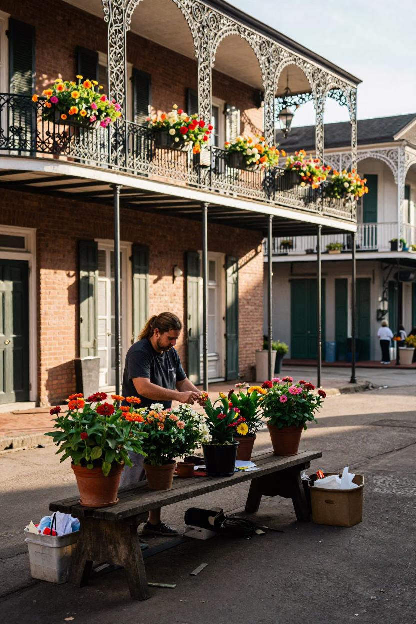 Arranging Zinnias in New Orleans in in New Orleans, Louisiana, United States