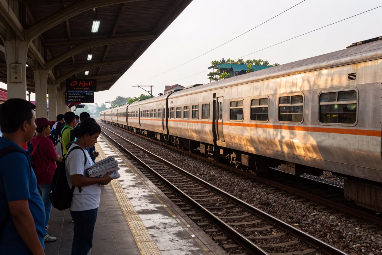 Arrival Station just after sunrise in Surabaya in in Surabaya, Indonesia