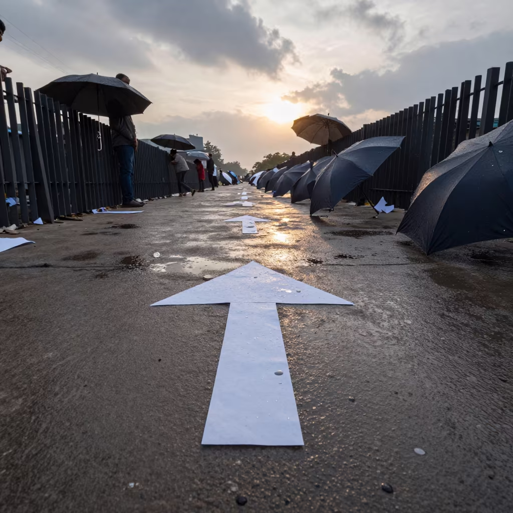 Arrows and Drips on Faizabad Protest Floor in along barricaded protest routes in Faizabad
