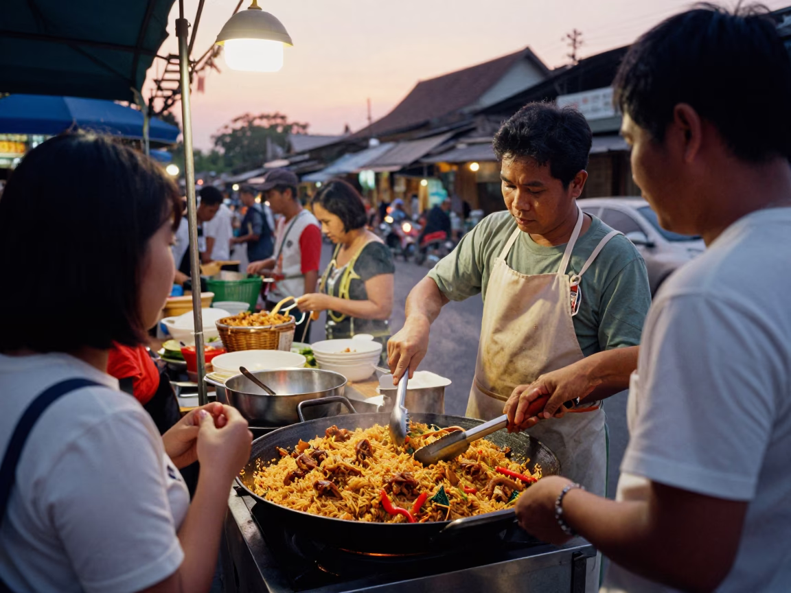 Arroz Con Pollo at Sunset Light in Chiang Mai in in Chiang Mai, Thailand