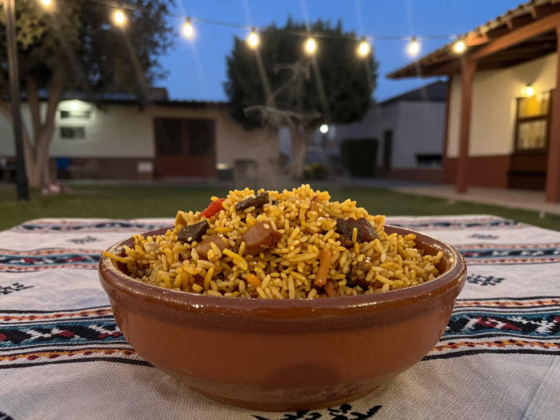 Arroz Con Pollo Picnic Tijuana Night in on a picnic blanket in Tijuana