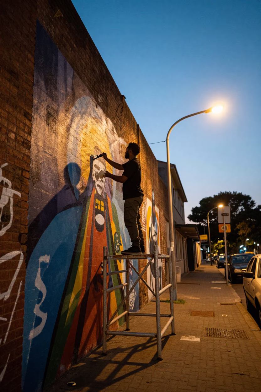 Art Scene in Johannesburg at Twilight in in Johannesburg, South Africa