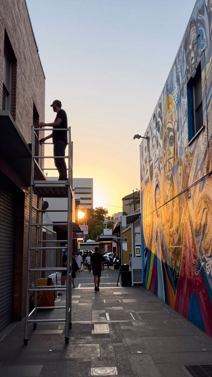 Art Scene in Sydney at Golden Hour in in Sydney, New South Wales, Australia