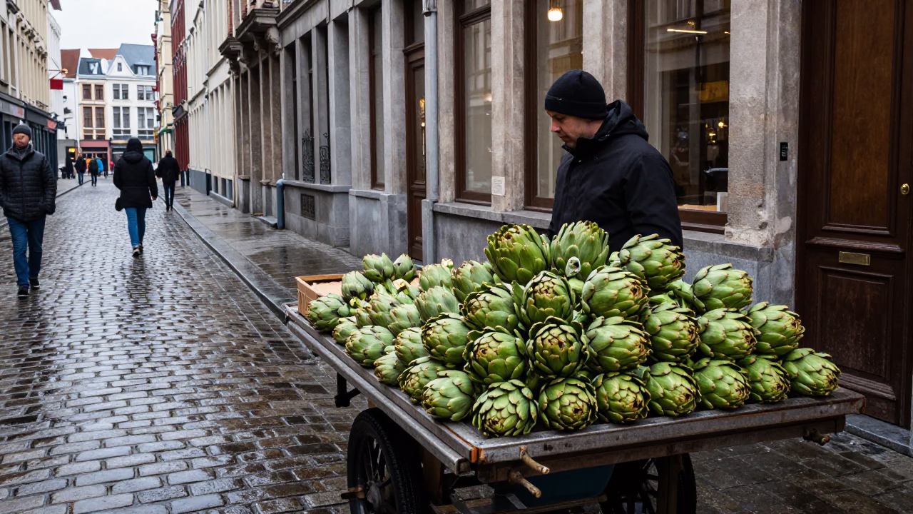 Artichokes in Brussels at Noon Light in in Brussels, Belgium