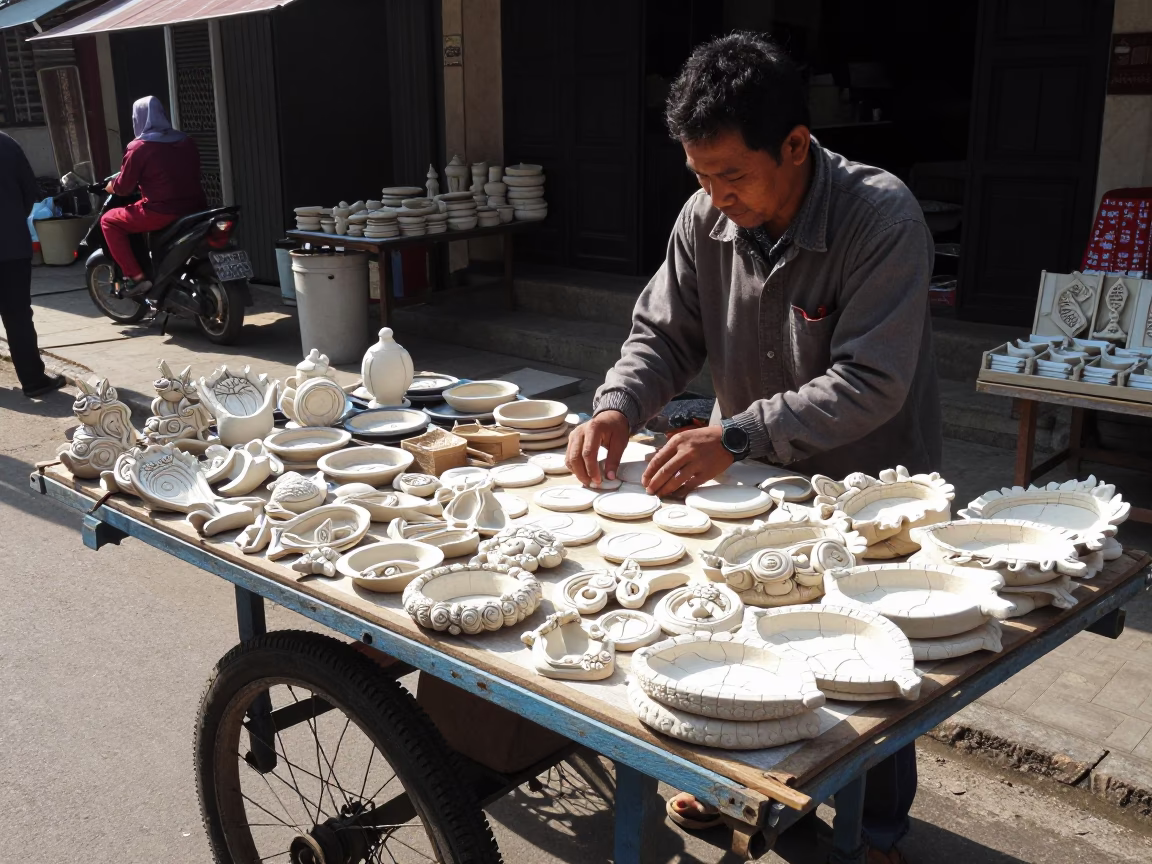 Artisan Goods in Yogyakarta at Noon Light in in Yogyakarta, Indonesia