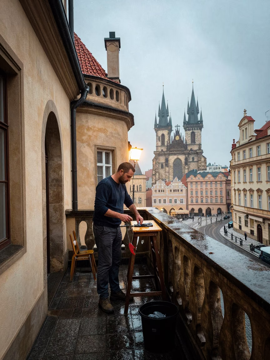 Artisan in Prague at First Light in in Prague, Czech Republic