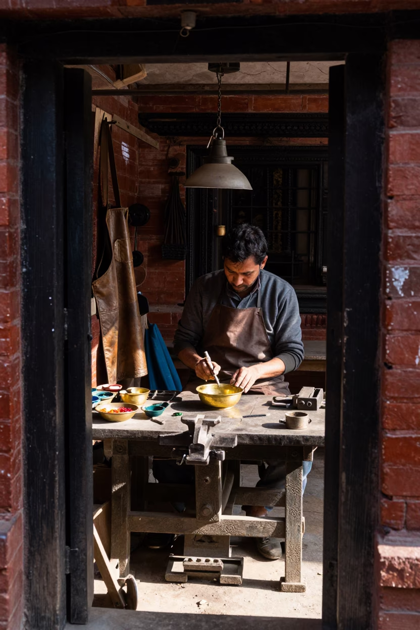Artisan's Workbench in Kathmandu in in Kathmandu, Nepal