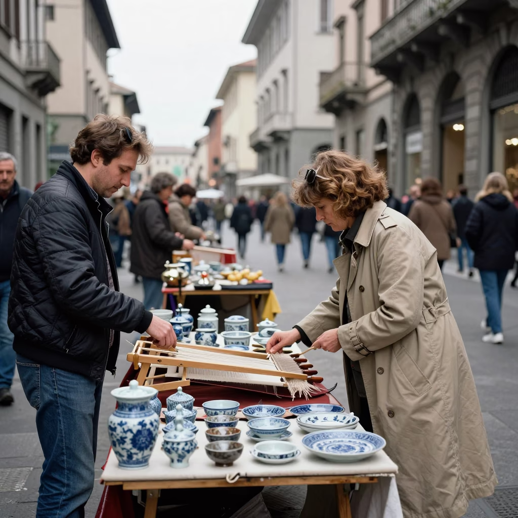 Artisan Stall in Milan at Midday Light in in Milan, Italy