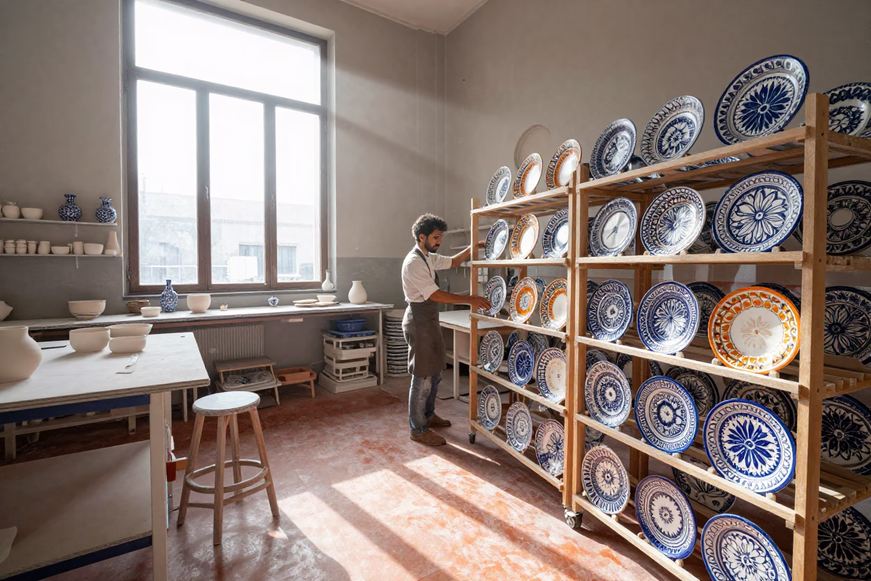 Artisan Workshop just after sunrise in Milan in in Milan, Italy