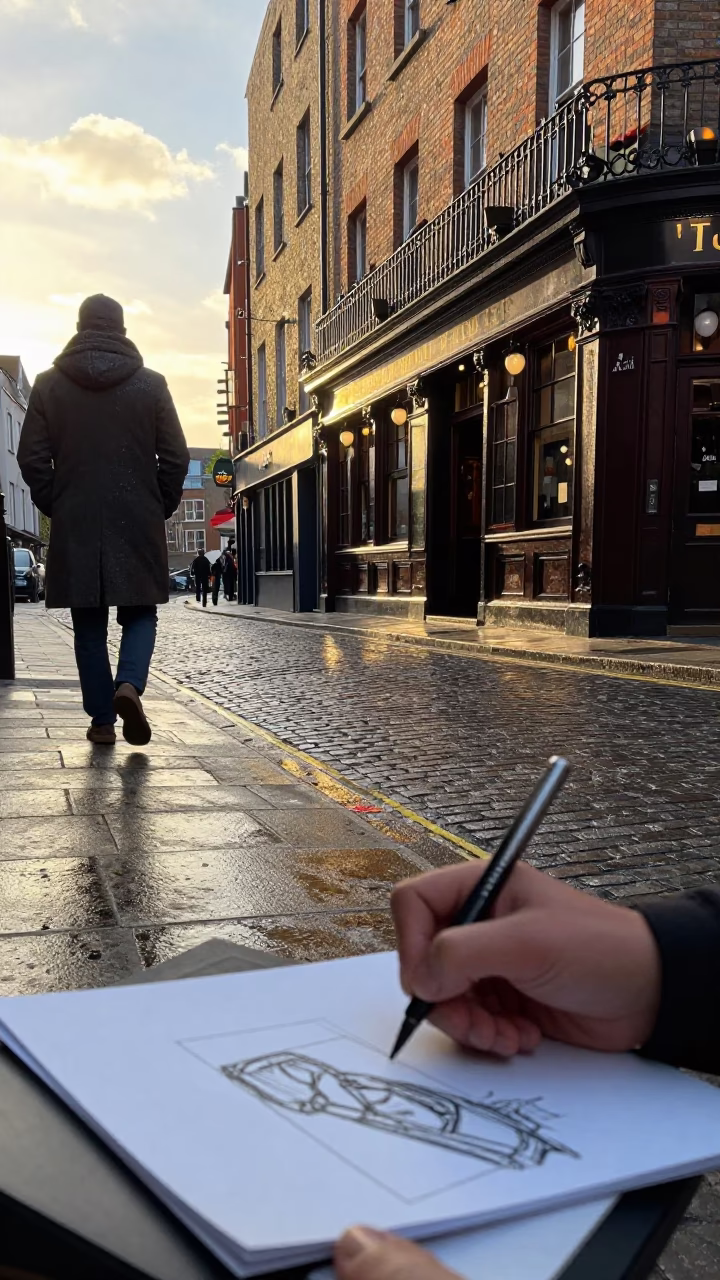 Artist Sketching in Dublin in in Dublin, Ireland