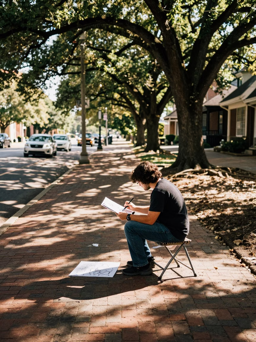 Artist Sketching in Nashville in in Nashville, Tennessee, United States