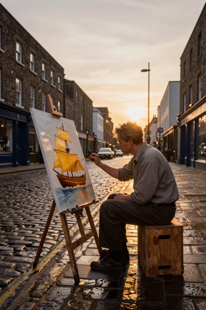 Artist Working in Bristol at Honeyed Evening Light in in Bristol, United Kingdom