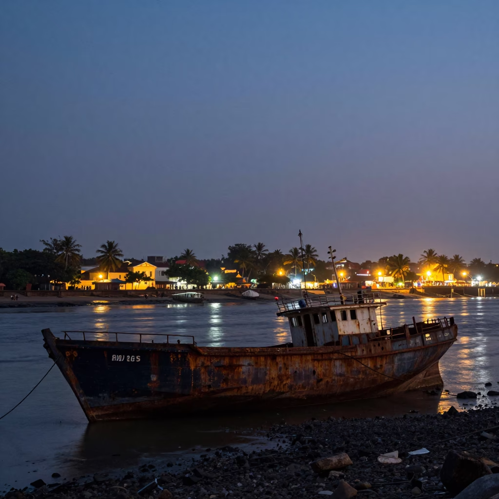 As City Lights Begin To Glow on Lights Glow in Kochi in in Kochi, India