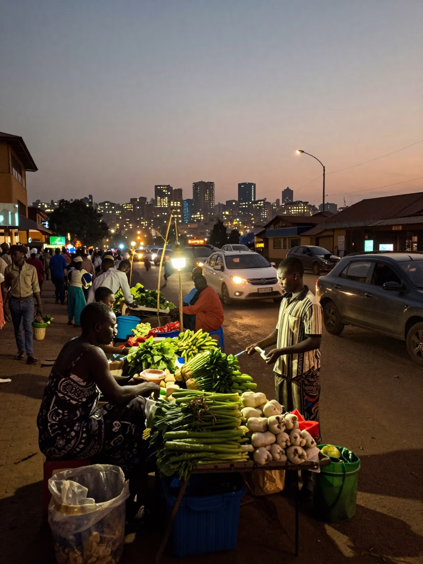 As City Lights Begin To Glow on Scene Evening in Nairobi in in Nairobi, Kenya