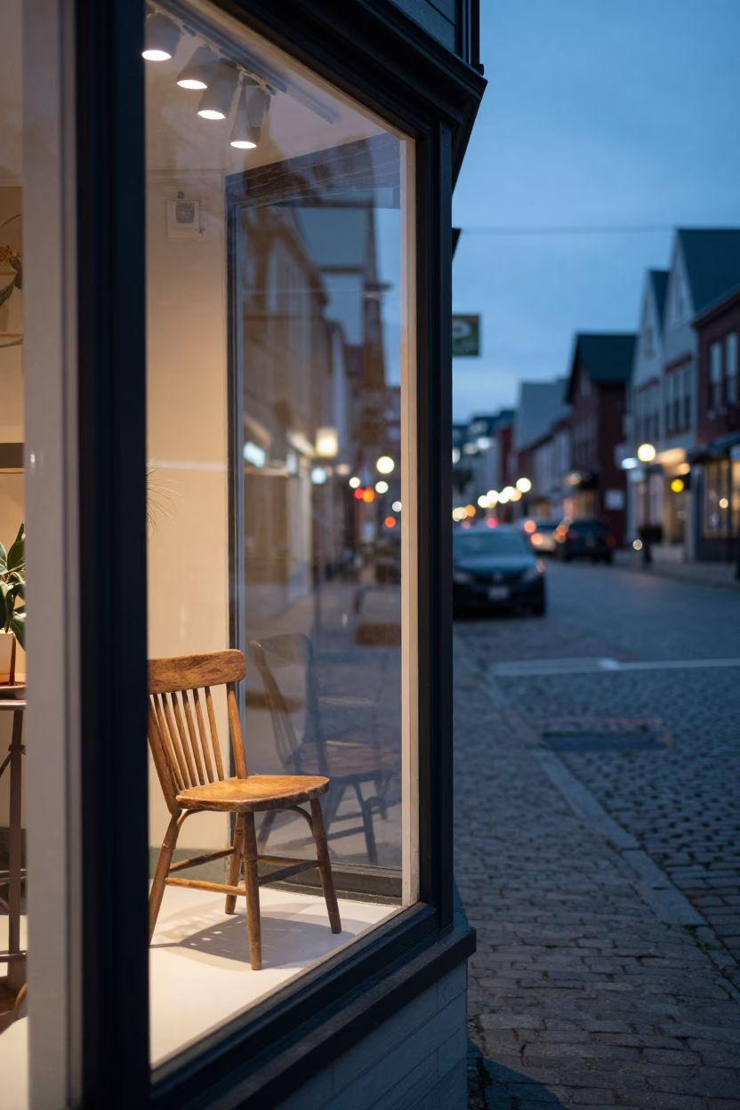 As City Lights Begin To Glow on Street Scene in Halifax in in Halifax, Nova Scotia, Canada