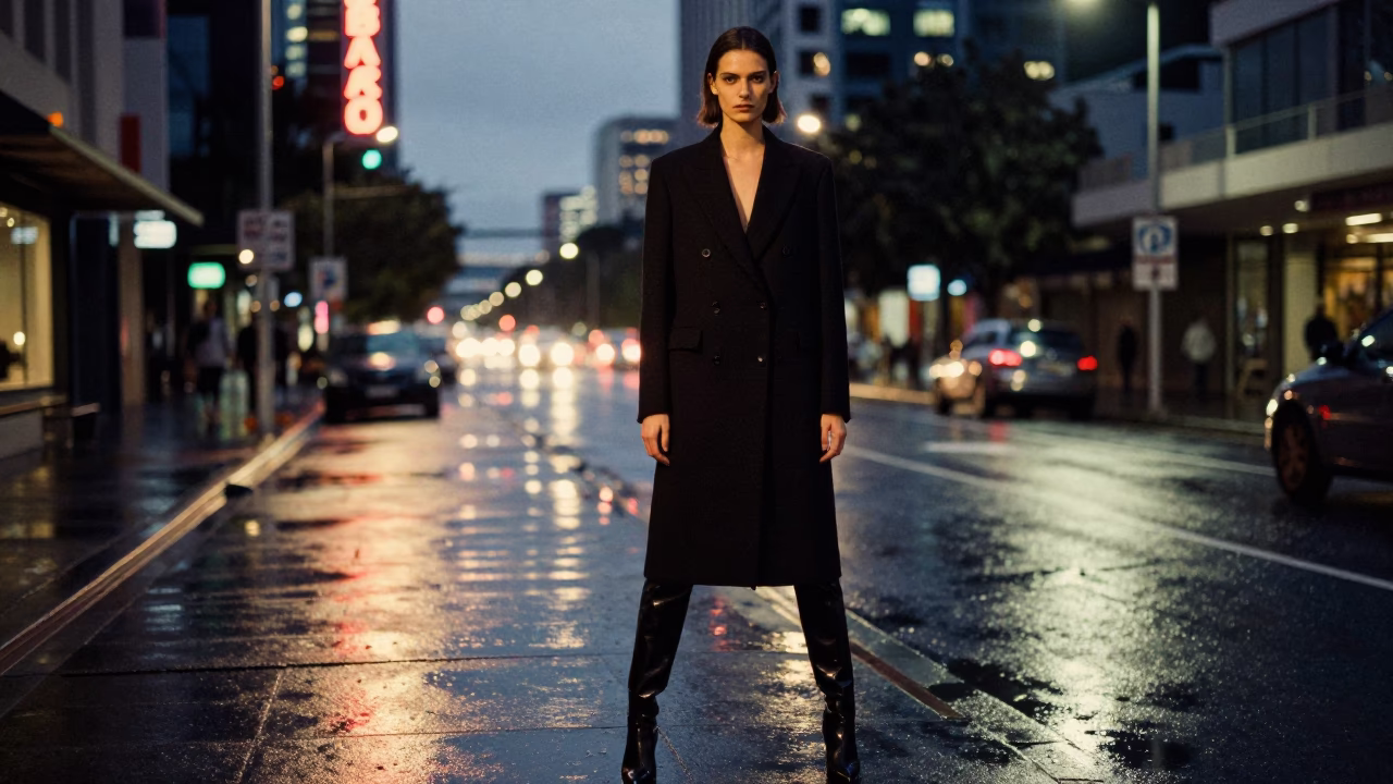 As City Lights Begin To Glow on Street Style in Adelaide in in Adelaide, South Australia, Australia