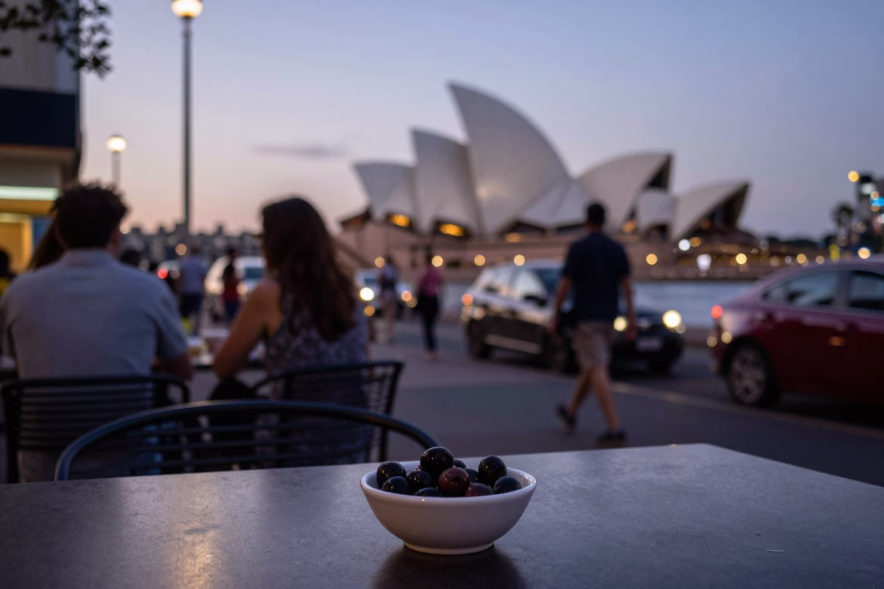 As City Lights Begin To Glow on Twilight View in Sydney in in Sydney, New South Wales, Australia