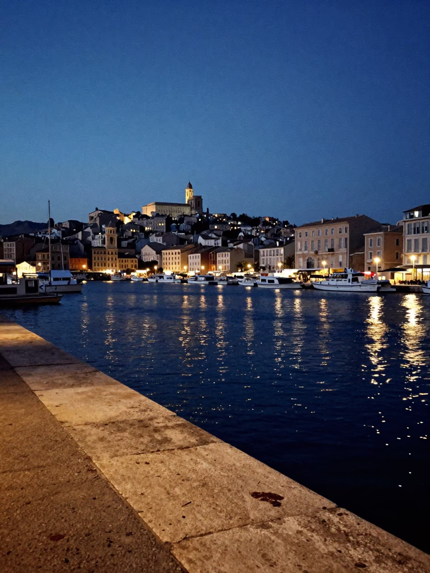 As City Lights Begin To Glow on Vieux Port in Marseille in in Marseille, France