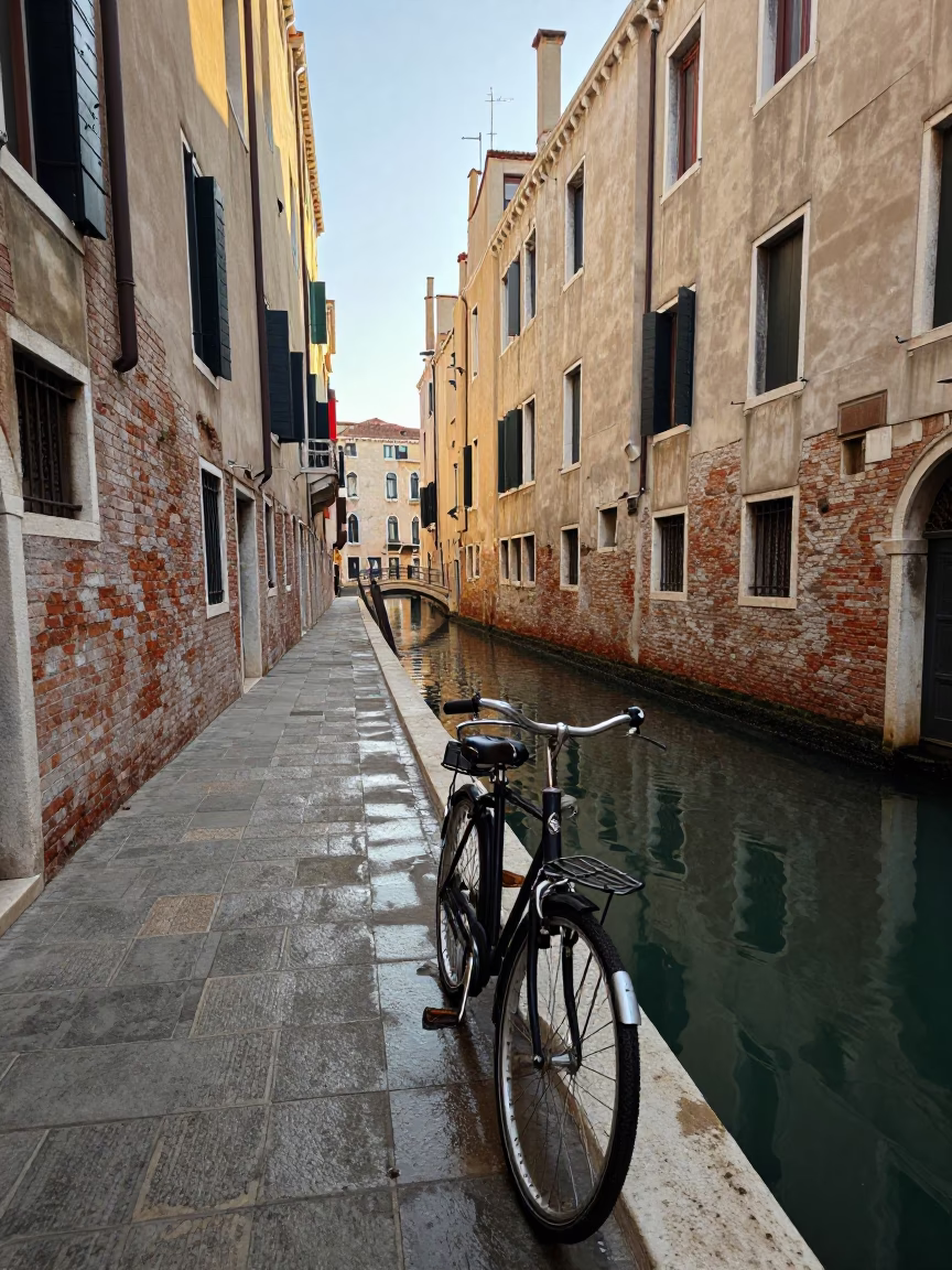 As First Light Reaches The Scene on Canal View in Venice in in Venice, Italy