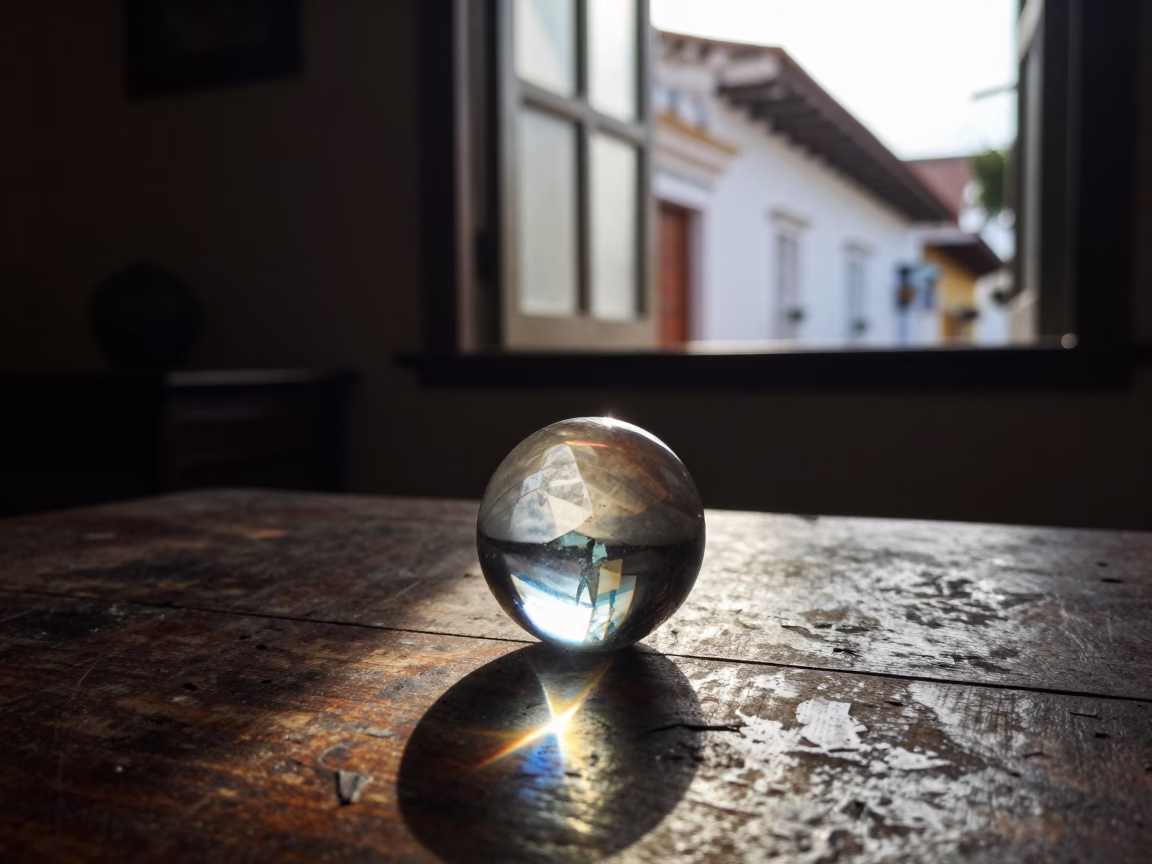 As First Light Reaches The Scene on Faceted Glass in Cartagena in in Cartagena, Colombia