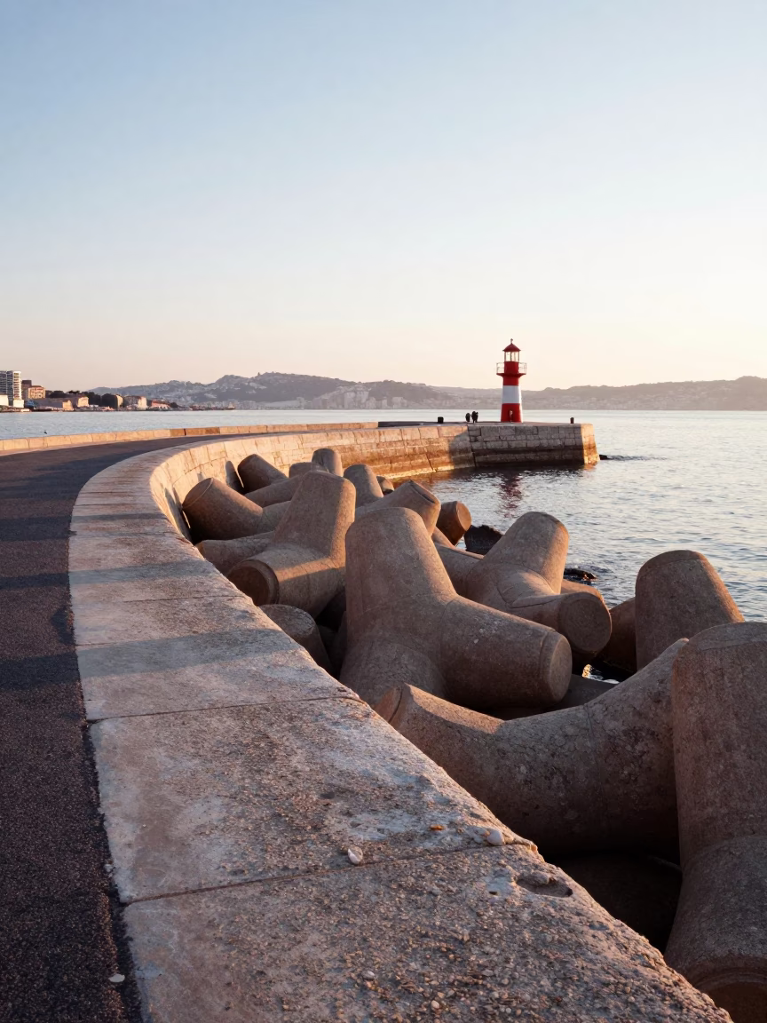 As First Light Reaches The Scene on First Light in Marseille in in Marseille, France