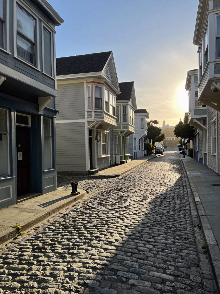 As First Light Reaches The Scene on First Light in San Francisco in in San Francisco, California, United States