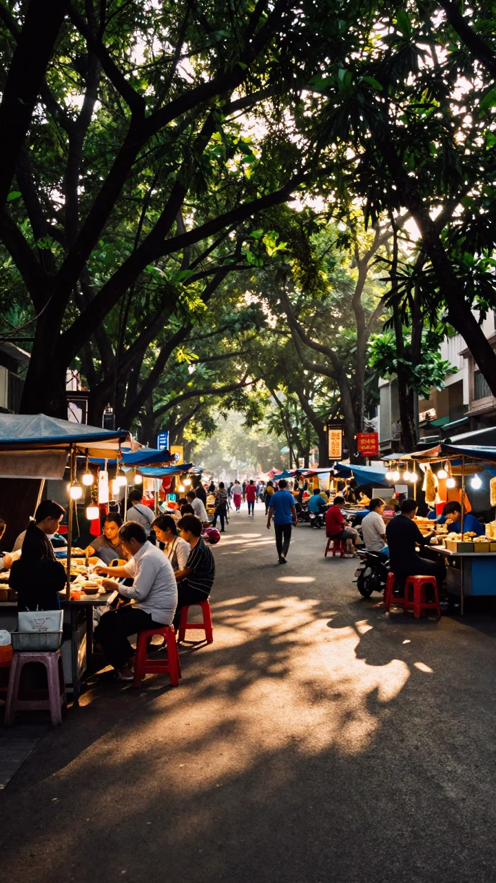 As First Light Reaches The Scene on Food Stall in Ho Chi Minh City in in Ho Chi Minh City, Vietnam