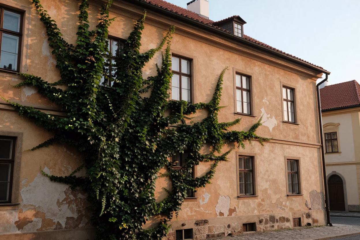 As First Light Reaches The Scene on Ivy Vines in Prague in in Prague, Czech Republic