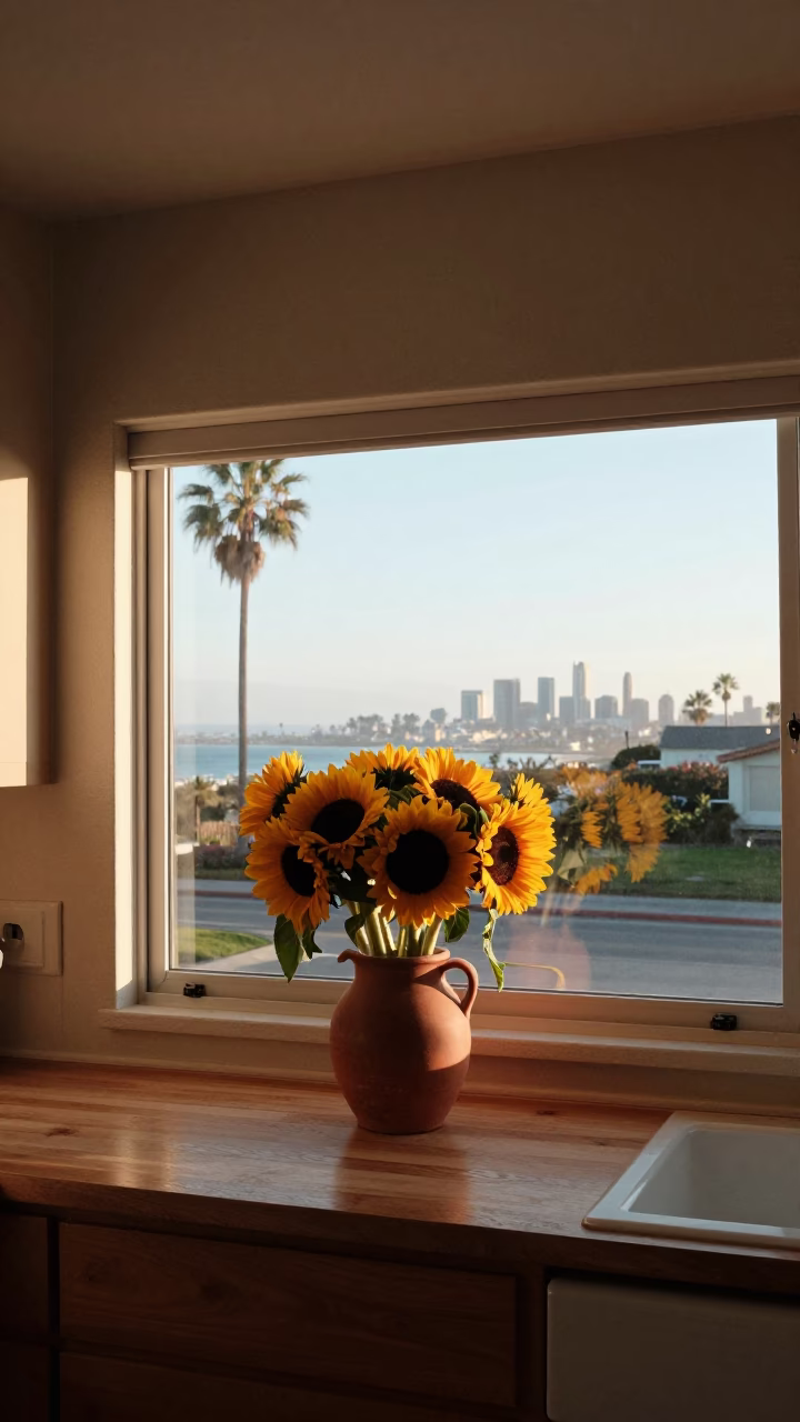 As First Light Reaches The Scene on Kitchen Counter in San Diego in in San Diego, California, United States