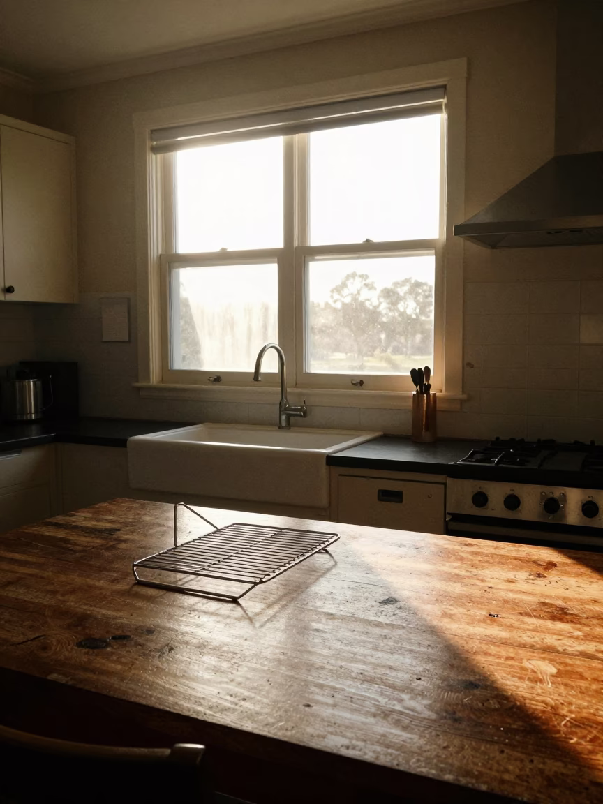 As First Light Reaches The Scene on Kitchen Interior in Adelaide in in Adelaide, South Australia, Australia