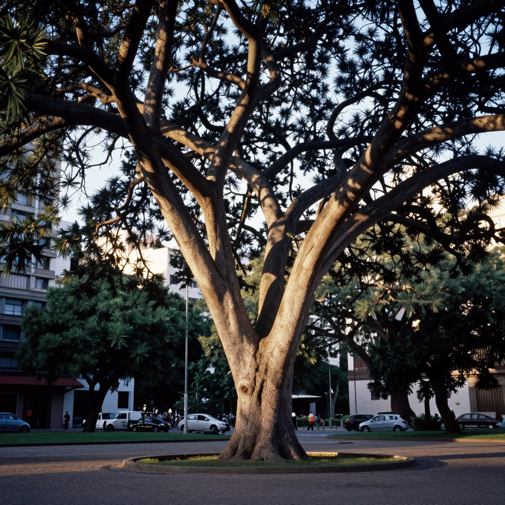 As First Light Reaches The Scene on Light Plaza in Buenos Aires in in Buenos Aires, Argentina