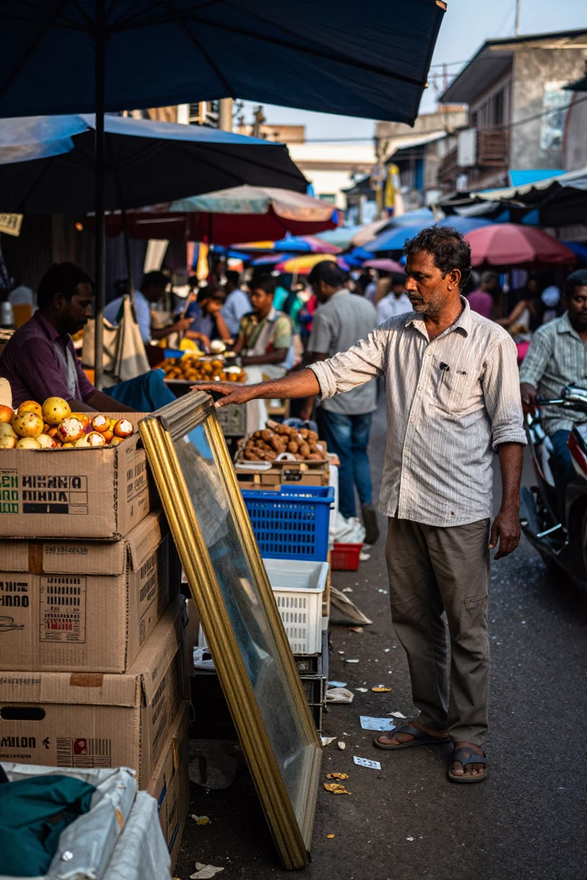 As First Light Reaches The Scene on Market Stall in Chennai in in Chennai, India