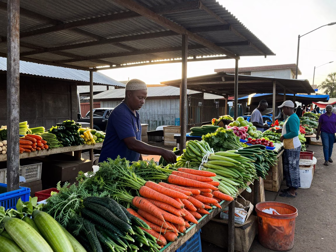 As First Light Reaches The Scene on Market Stall in Durban in in Durban, South Africa