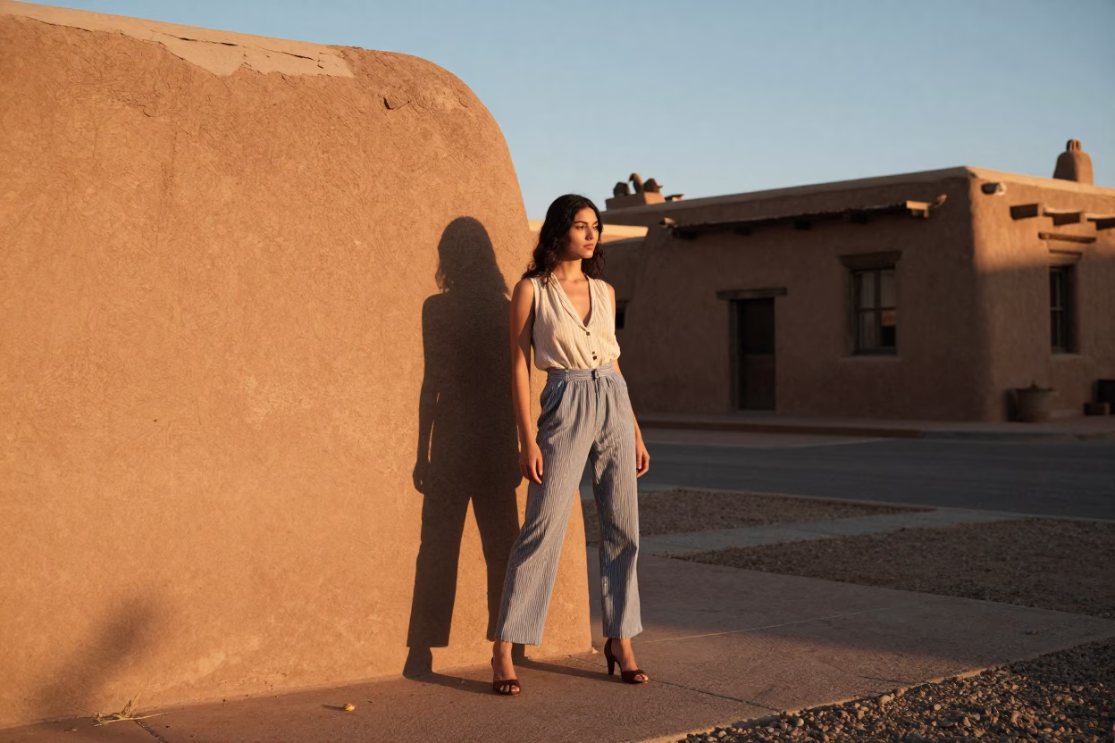 As First Light Reaches The Scene on Model in Santa Fe in in Santa Fe, New Mexico, United States