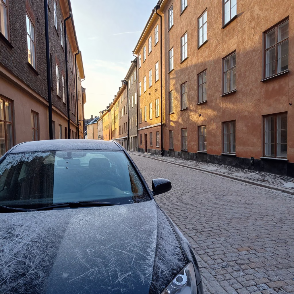 As First Light Reaches The Scene on Morning Commute in Stockholm in in Stockholm, Sweden