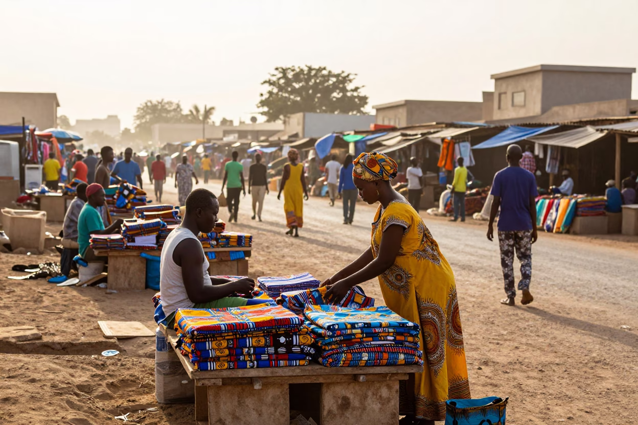 As First Light Reaches The Scene on Morning Market in Dakar in in Dakar, Senegal