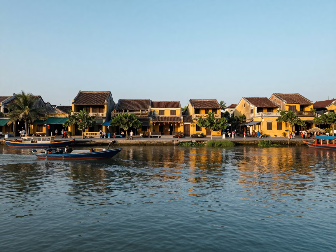 As First Light Reaches The Scene on Morning Mist in Hoi An in in Hoi An, Vietnam