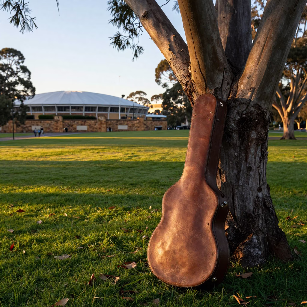 As First Light Reaches The Scene on Morning Parklands in Adelaide in in Adelaide, South Australia, Australia