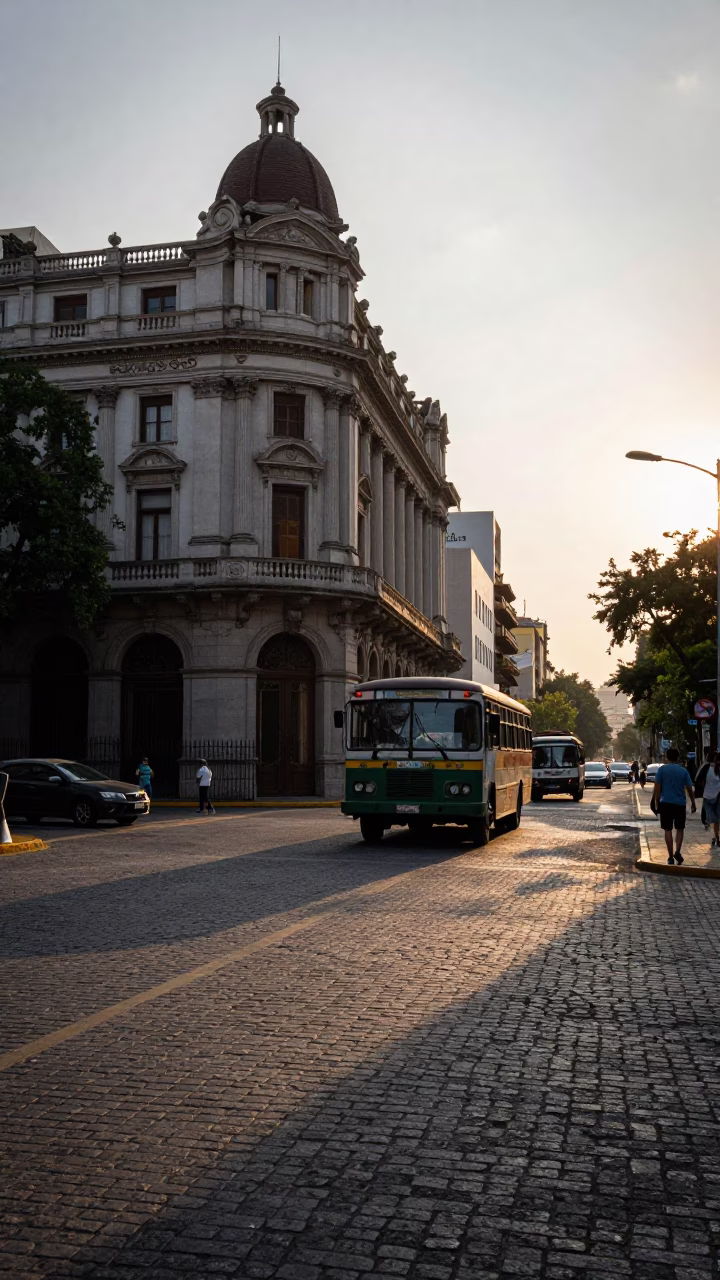 As First Light Reaches The Scene on Street Corner in Buenos Aires in in Buenos Aires, Argentina