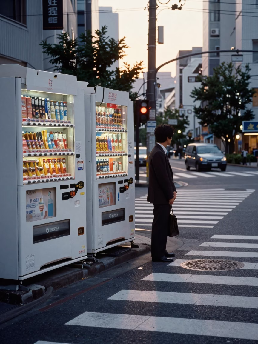 As First Light Reaches The Scene on Street Corner in Osaka in in Osaka, Japan
