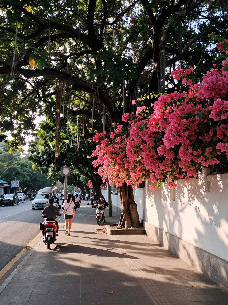 As First Light Reaches The Scene on Street Life in Tainan in in Tainan, Taiwan