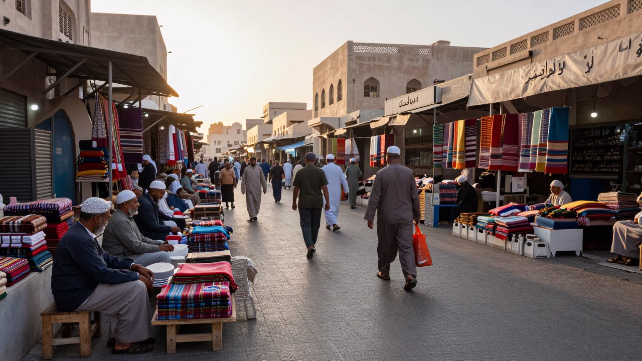 As First Light Reaches The Scene on Street Market in Muscat in in Muscat, Oman